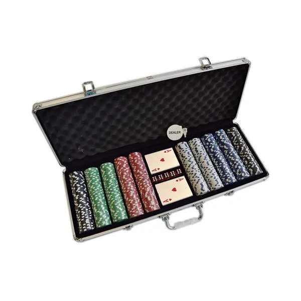 HAN\'S DELTA Poker Chip Set 11.5 Gram for Texas Holdem, Blackjack, Casino Gambling with Aluminum Case, Cards, Dealer Button (Choose 300 or 500 Chips Set) (500 Chips Set)