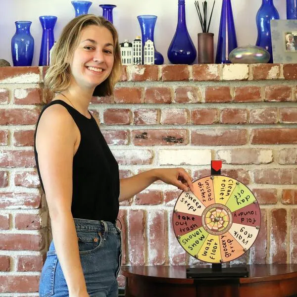 Whirl of Fun 12 Inch Prize Wheel - Spinning Wheel for Prizes with Stand, 10 Color Slots, Customize Erasable Whiteboard Surface, Sorbet Colors, Portable, Tools Included, Made in USA