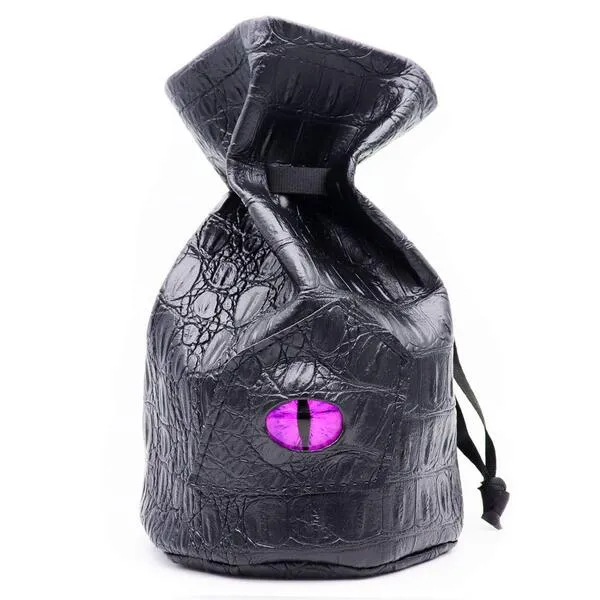 Haxtec Dragon Dice Bag Dungeons and Dragons Gift Drawstring Leather DND Dice Pouch Storage Bag for D&D Dice, Coins and Accessories (Purple Eye)