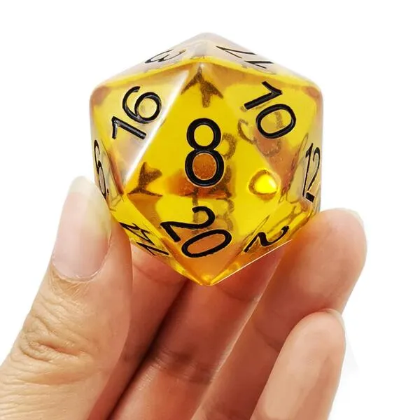 Bescon Amber Jumbo D20 38MM, Big Size 20 Sides Dice, Big 20 Faces Cube 1.5 inch