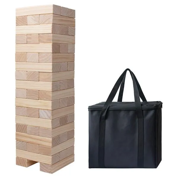 PetGirl Giant Tumble Tower, Pine Wooden Topple Game Classic Block Stacking for Kids/Adults/Family, 54 PCS (Stack from 1.77Ft to Over 4Ft)
