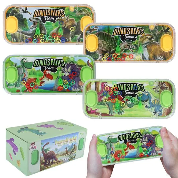 SevenQ Handheld Water Games, 4 Packs Dinosaur Theme Water Toss Ring Game Aqua Toy Water Ring Game for Kids Stocking Stuffers