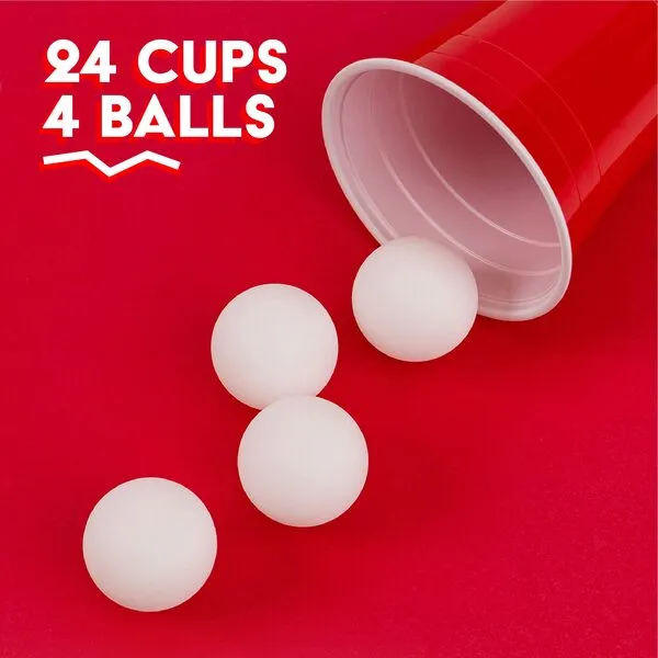 BayView Games Beer Pong Set Complete | 24 Cups & 4 Balls | America\'s #1 Drinking Game, Reusable