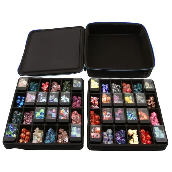 Forged Dice Co. Double Dice Tray Dice Case - Holds 40 Plastic Dice Storage Cubes or 14 Dice Per Section up to 560 Total Dice - Dice Tray and Display Case Compatible with Chessex Cubes and DnD Dice