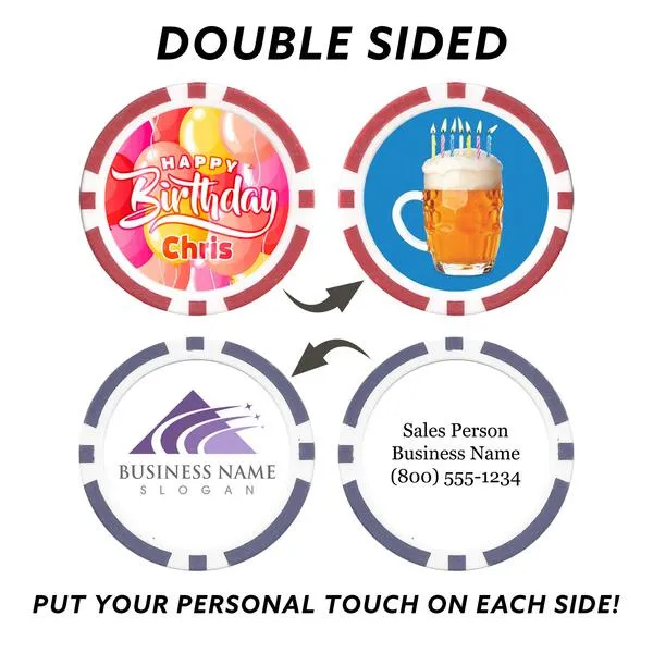Custom Poker Chips (50 Pack) | Personalized Monogram Logo Poker Chips - Your Custom Logo