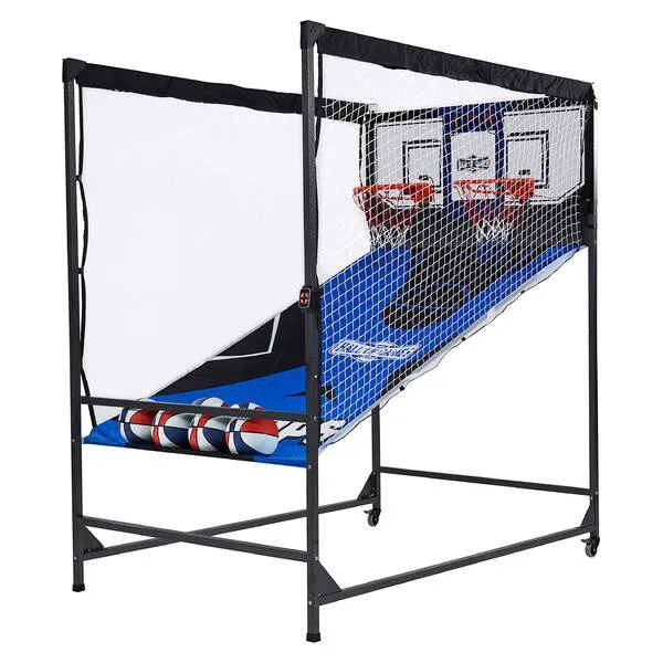 Hall of Games Premium Arcade Cage Basketball Game, Black/Blue, 80'' x 54'' x 88''