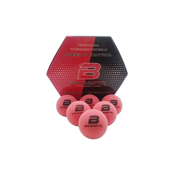 Bravatto Professional Foosball Balls: Tournament Quality - Just Like The Pros Use, Official Regulation Size - Set of 6 Urethane Foosball Balls (Red)