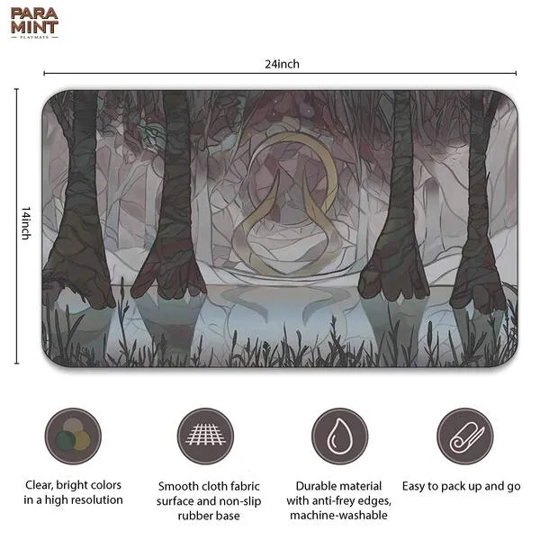 Paramint Swamp Mana Scenery, Stained Glass (Stitched) - MTG Playmat - Compatible with Magic The Gathering Playmat - Play MTG, YuGiOh, TCG - Original Play Mat Art Designs & Accessories