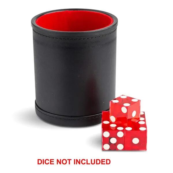 Small and Quiet Felt-Lined Synthetic Leather Dice Cup for Yahtzee, DND, Backgammon, Farkle, Poker (Ruby Red)