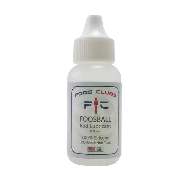 Foos Clubs Foosball Silicone Rod Lubricant Speed up Your Foosball Table Today! 100% Silicone, Odorless and Non-Toxic. Made in The USA.