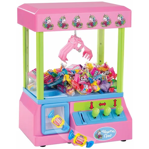 Bundaloo Claw Machine Arcade Game with Sound, Unicorn Themed Mini Candy Grabber Prize Dispenser Vending Toy for Kids, Boys & Girls