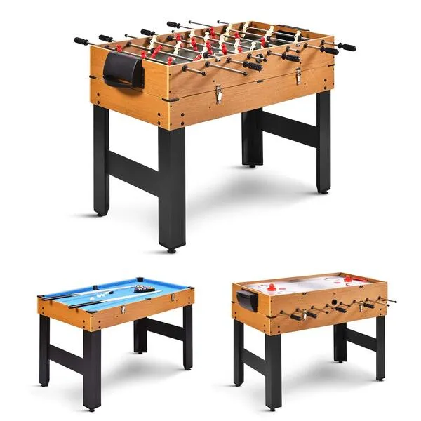 GYMAX 3 in 1 Game Table, 49 in Multi Game Table with Foosball Hockey & Billiards, Competition Sized Combo Game Table for Home, Game Room, Bar, Party, Club