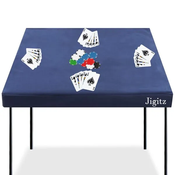 Jigitz Fitted Game Table Cover, Blue - Poker Felt Table Cover Card Table Covers Fitted Square Tablecloth, 36in x 36in