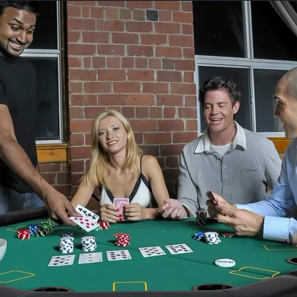 Koreyosh Poker Table Folding Casino Poker Table Texas Hold’em Poker Table Foldable, Felt Top Board Game Table with Plastic Cup Holders