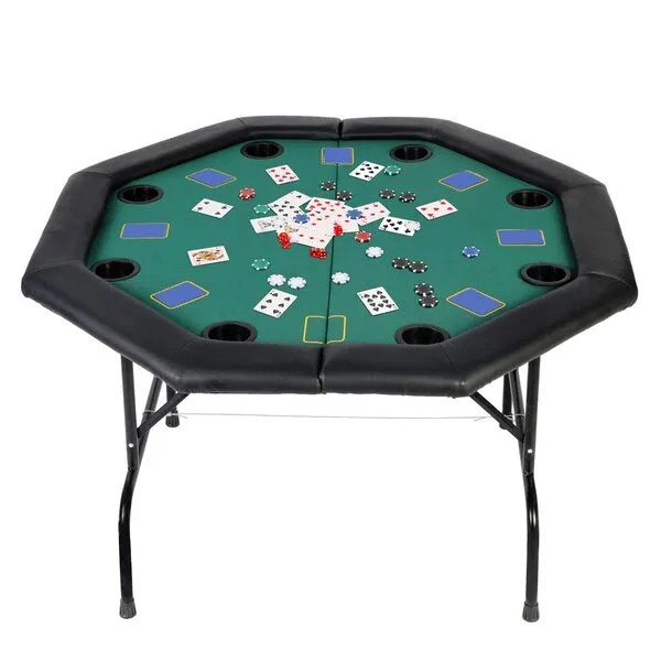 Vilobos Texas Holdem Folding Poker Table for 8 Players Casino Games