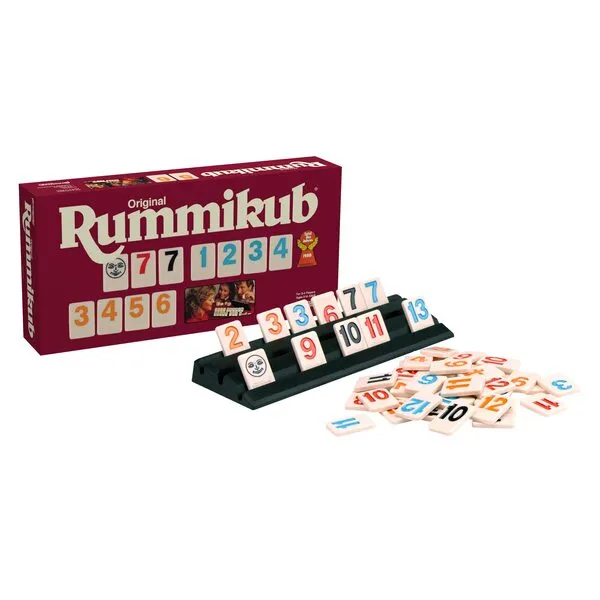 Pressman Original Retro Style Large Numbers Rummikub - Includes Tiles with Bright, Over-Sized, Inset Numbers for Easy Viewing, Multi Color