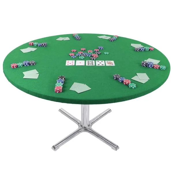 Jigitz Round Game Table Cover Fitted Table Cloth - 36in to 48in Elastic Fit Felt Poker Table Cover Protector