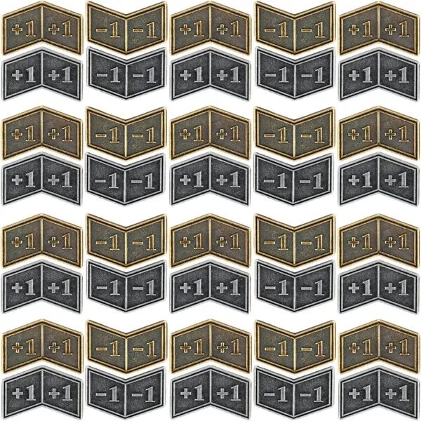 40 PCS Antique Metal Buff Counter Tokens with Velvet Bag Magic The Gathering Token Creature Stats or Loyalty Counters for MTG CCG Card Gaming Accessories, Black&Bronze