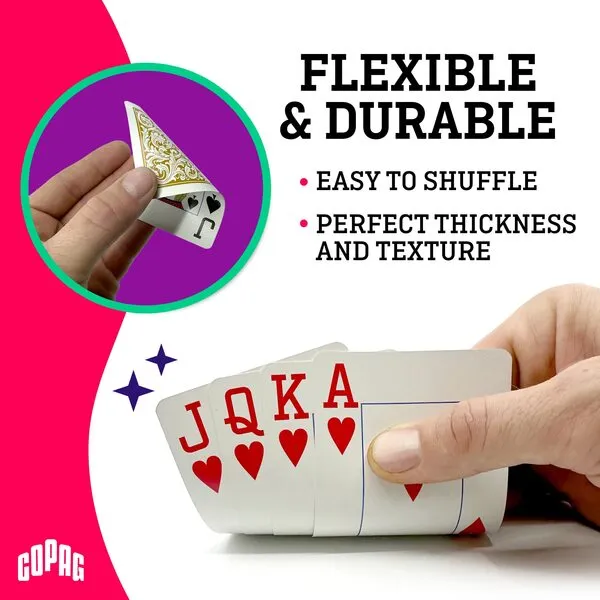 Copag 1546 Neoteric Design 100% Plastic Playing Cards, Poker Size (Standard) Green/Red (Jumbo Index, 1 Set)