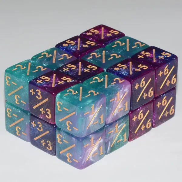 Six Sided Dice set, 24Pieces Galaxy Counter Dice Token Dice Tracking Counter for MTG CCG Card Gaming