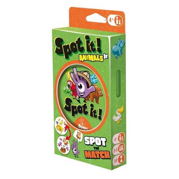 Spot It! Animals Junior Card Game (Eco-Blister)| Matching Game | Fun Kids Game for Family Game Night | Travel Game for Kids | Ages 4+ | 2-5 Players | Avg. Playtime 10 Mins | Made by Zygomatic