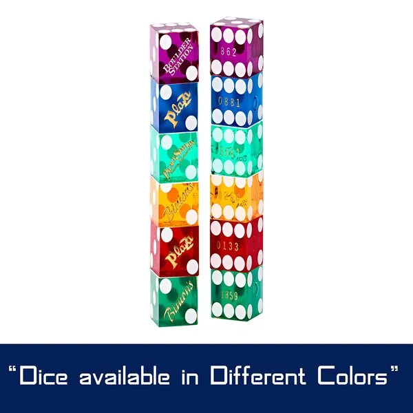Las Vegas Style 6 Sided Dice Set - Casino Colored Dice Set Used As Craps Dice - Large 19mm for Dice Stacking - Set of 2 Vegas Casino Purple Polished
