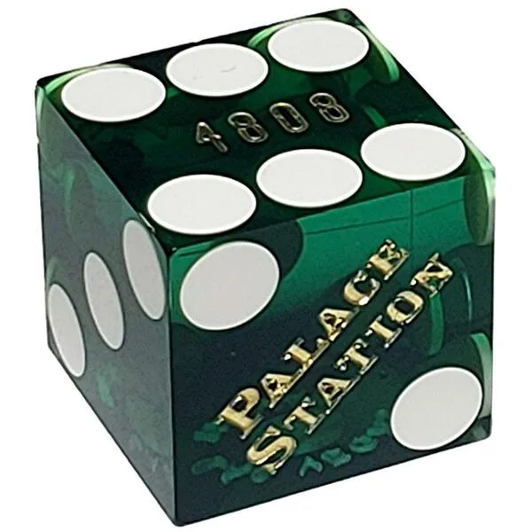 Cyber-Deals Authentic Nevada Casino Table-Played 19mm Craps Dice with Matching Serial Numbers (Set of 3, Palace Station (Green Polished))