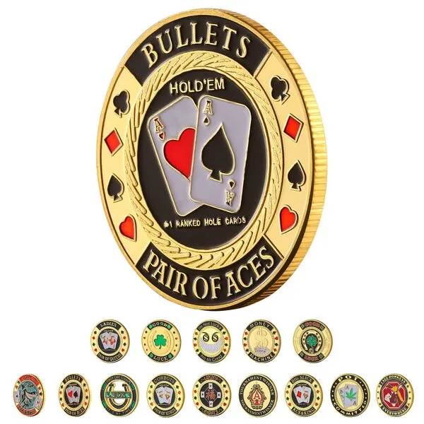 LuluCircle Poker Guard, Weights for Poker, Poker Gifts for Men, Poker Card Protector, Poker Accessories, Poker Chips with Plastic Case (Pocket Aces)