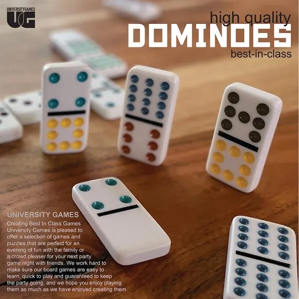 Front Porch Classics | Spinner Colored Dot Dominoes Set, On-The-Go Travel Storage Tin 2 to 8 Players Ages 8 to 99