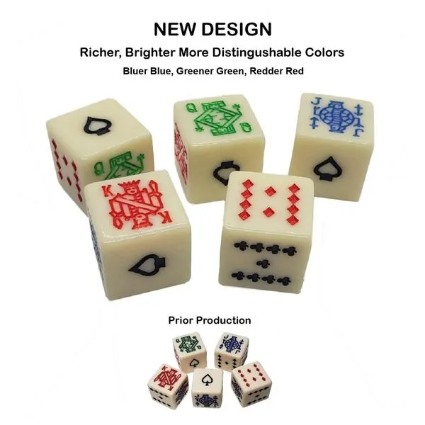 Cyber-Deals Black PU Leather Red Felt Lined Dice Cup with Ivory Tone Poker Dice in Storage Pouch Set (1 Set)