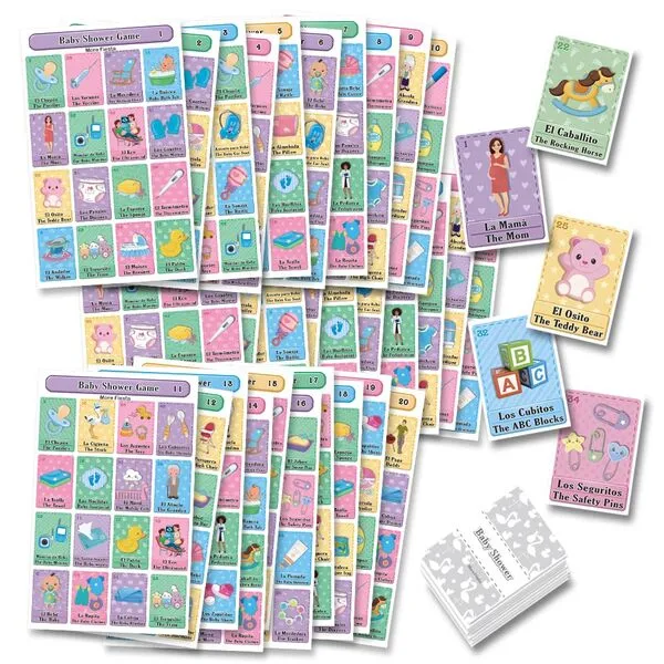 More Fiesta Baby Shower Bingo - Bilingual English Spanish, for up to 30 Players
