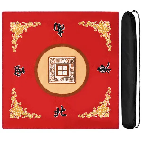 ALANGDUO Mahjong Mat Anti Slip Noise Reduction Table Cover for Mahjong Paigow Poker 31.5 x 31.5 Inches (Red)