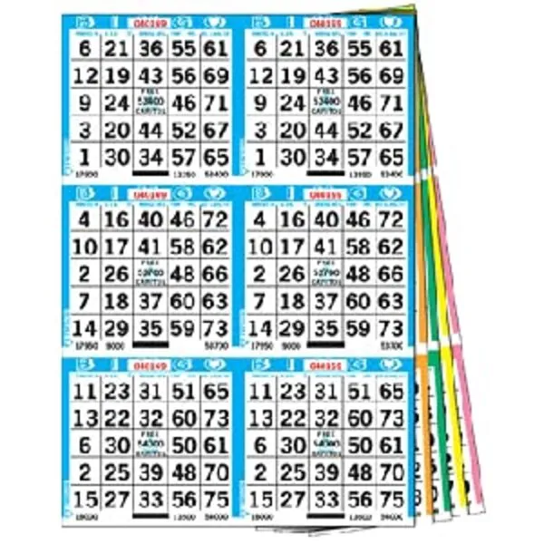 United Novelty 6 on 10 up Bingo Paper Cards- 50 Books- 500 Sheets- 10