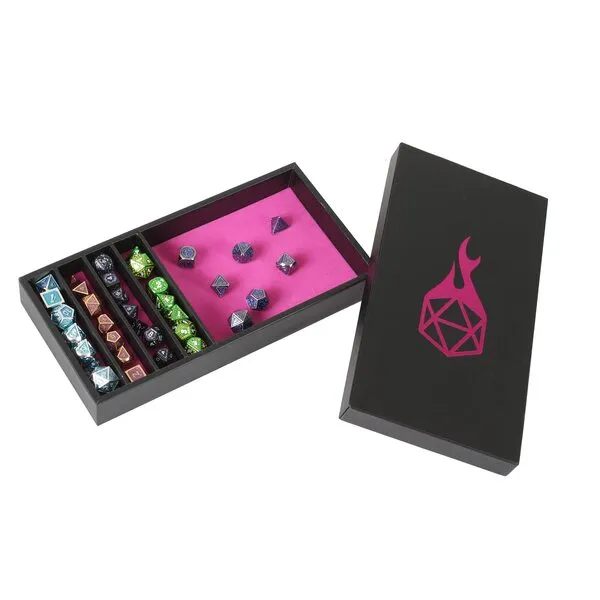 Forged Dice Co. Dice Battle Pit Dice Tray - 2 Dice Trays in 1 with Staging Area - Rolling Tray and Storage Compatible with Any Dice Game, D&D and RPG Gaming - Pink