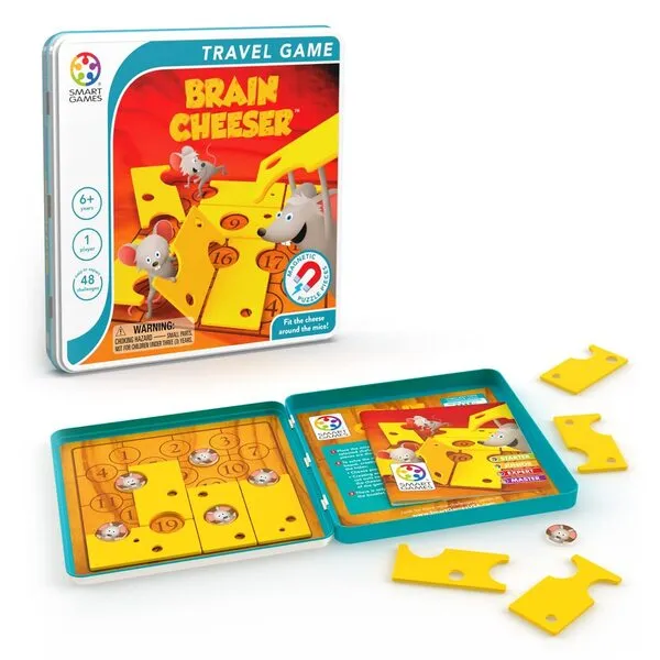 SmartGames Brain Cheeser Magnetic Travel Game with 48 Challenges for Ages 5+ with Metal Travel Box