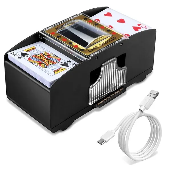 Diolusus Automatic Card Shufler, Electronic Casino Card Poker Shuffling Machine,2 Deck Card Poker Shuffling Machine, Playing Card Tool for Home Party with USB Line