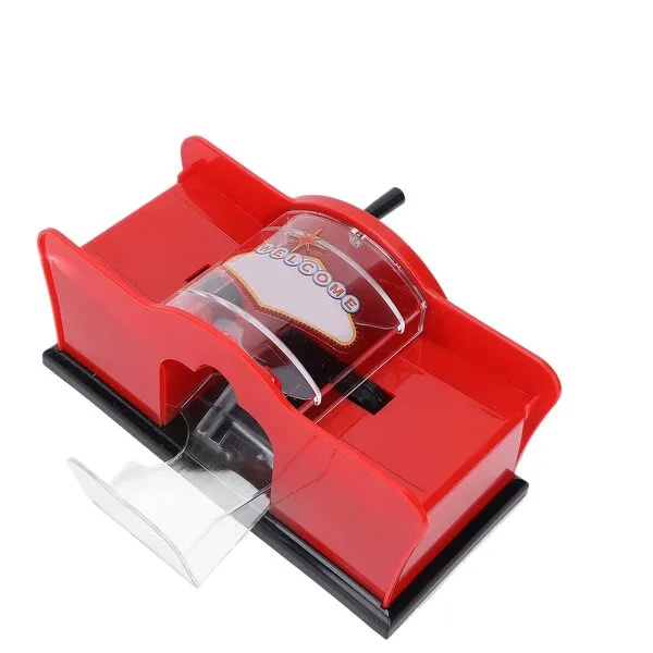 FILFEEL Manual Card Shuffler, 1‑2 Deck Manual Card Shuffler, Poker Playing Card Manual Shuffler Tool, Size Approx. 23 x 11 x 11cm(red)