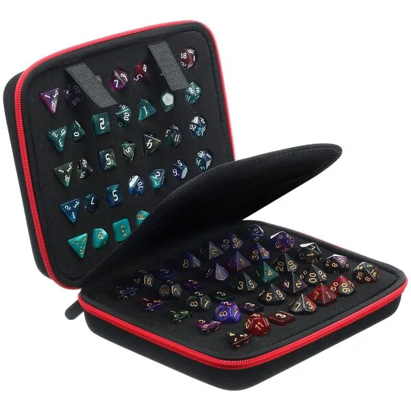 Dice Case with Removable Slotted Tray for Dice Storage Game Dice Holder Compatible with DND Role Playing and Other Table Games, Holds up to 70 Dices/ 10 Sets(Black)