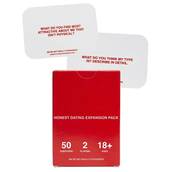 WE\'RE NOT REALLY STRANGERS Honest Dating Expansion Pack Card Game – 50 Cards & Wild Cards – Conversation Cards for Couples, Adults, & Teens for Date Nights & Game Nights, Ages 18+, 2 Players