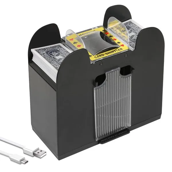 Ni-SHEN 6 Deck Automatic Card Shuffler USB/Battery Operated Electric Shuffler for Family Party Poker/Blackjack/UNO(1-6 Deck Card Shuffler)