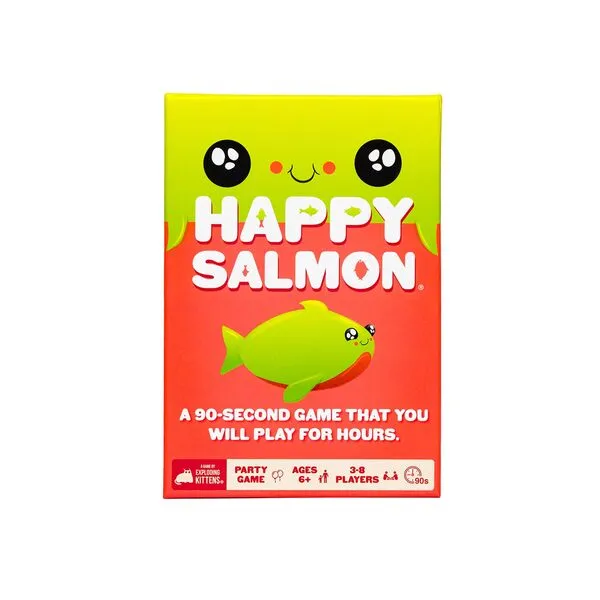 Exploding Kittens Presents Happy Salmon - Card Games for Adults, Teens and Kids, Funny Family Games - 3-8 Players, Ages 6+ - Quick Party Game with 90-Second Rounds, Easy to Learn Matching Card Game