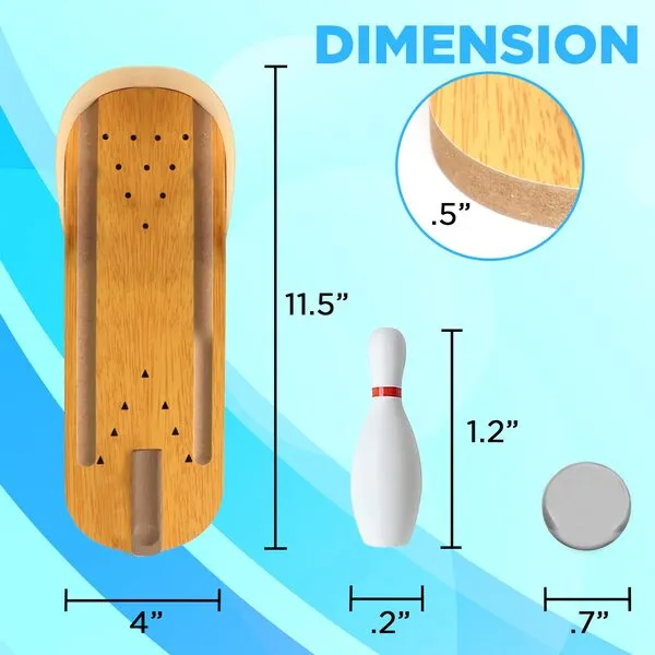 Mini Bowling Set, Wooden Tabletop Games for Kids & Adults with Pins & Balls, Office Desk Toys, Stress Relief Arcade Desktop Game for Indoor Outdoor Party, Table Top Shooting Alley Gift for Men