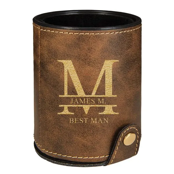 Sofia\'s Findings Personalized Monogram Leatherette Dice Cup - Rustic/Gold