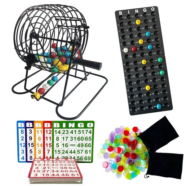 SEETOOOGAMES Deluxe Bingo Game Set - 8 Inch Metal Cage, 50 Bingo Cards, 300 Bingo Chips, Bingo Balls and Plastic Master Board, Great for Adults Large Groups, Famliy Games Nights Parties