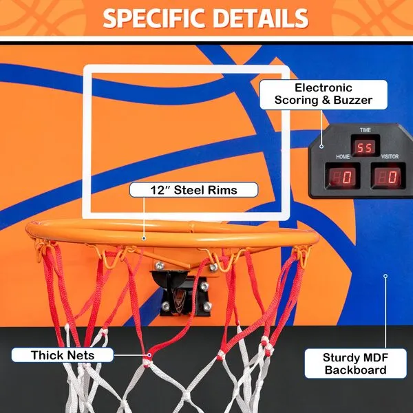 GYMAX Electronic Basketball Game, Single Basketball Shootout with LED Scoreboard, 3 Basketballs & Pump, Easy Folding for Storage, Indoor Basketball Arcade Game for Kids Adults