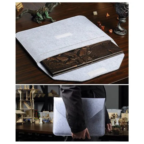 CZYY DND Dungeon Master Screen Faux Leather Embossed Dragon & Mimic, Four-Panel with Pockets DM Screen for Dungeons and Dragon, Pathfinder, D&D
