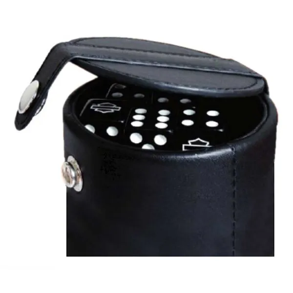 Harley-Davidson #1 RWB Logo Dice Cup Game Set, Leatherette Cup - Black