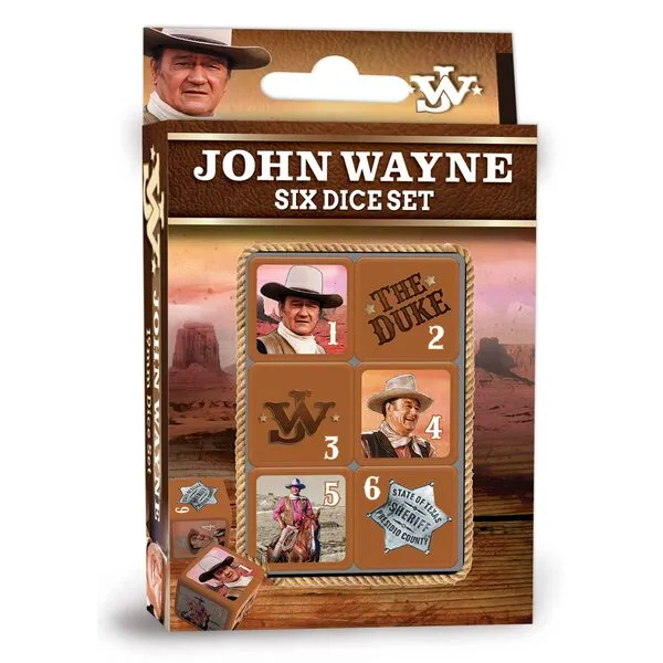 MasterPieces Game Day - John Wayne Dice Pack - 6 Piece Officially Licensed Dice Set - D6 Standard Size
