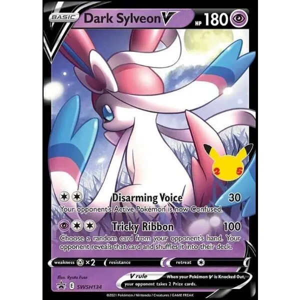 Dark Sylveon V - SWSH134 - Black Star Promo - Pokemon Celebration Card - Holo Foil