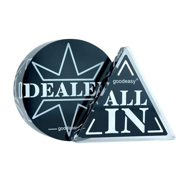 JIESITE Acrylic Black Texas Hold'em Pro Casino Grade Poker Buttons Dealer/All in Dealer Buttons